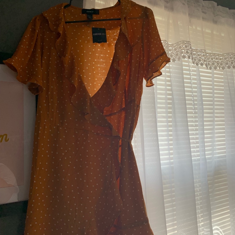 Yellow polka dot wrap dress! Never worn!